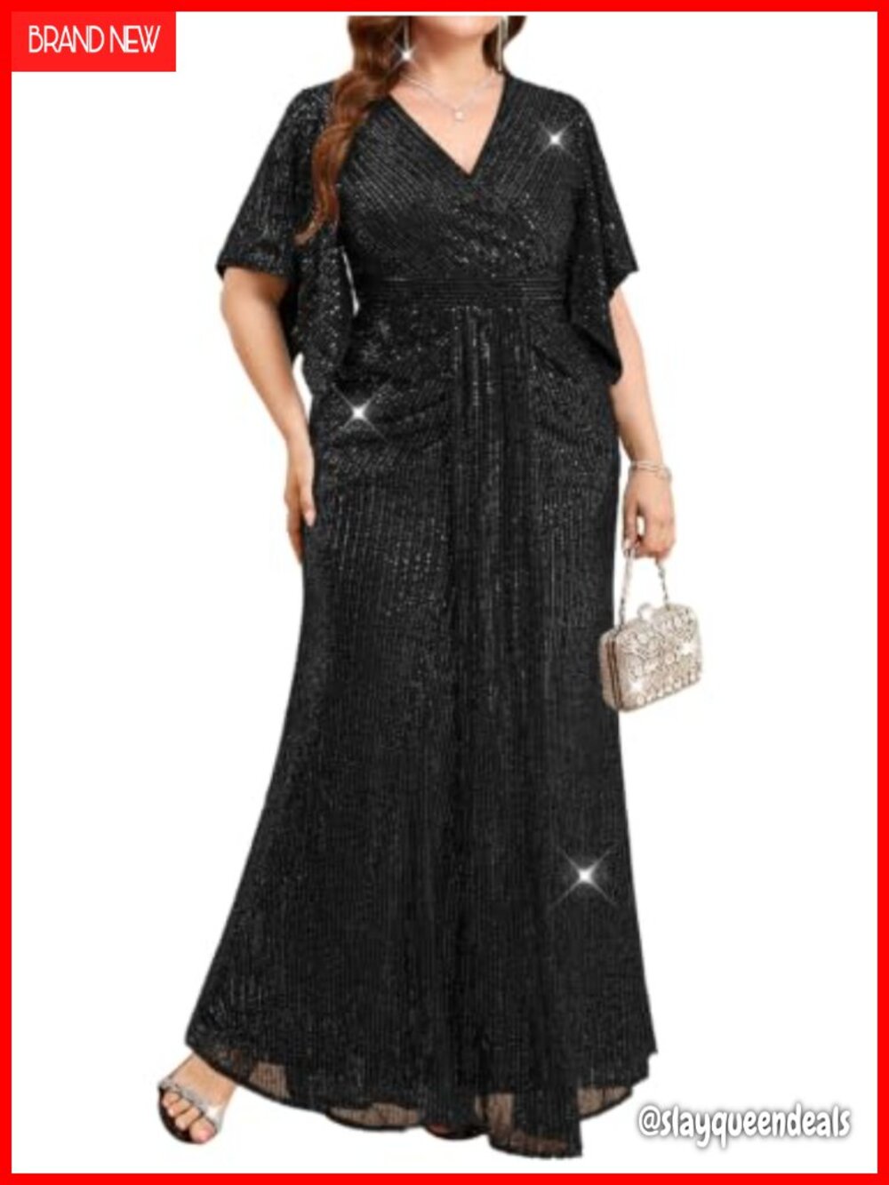 Plus Size Sequin Formal Evening Gown Floor Length